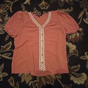 Adrienne Vittadini Blouse with Lace Detail.  Nwot